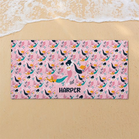 Custom Mermaid Any Text Name 54 X27  Super Absorbent Beach Towel	 from ArtsNow.com Front