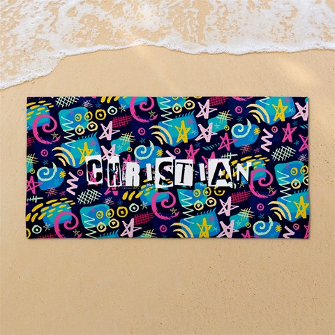Custom Hand Drawn Graffiti Name Any Text 54 X27  Super Absorbent Beach Towel	 from ArtsNow.com Front