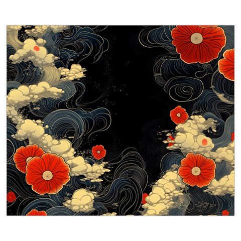 Korean Art Flowers Asian Pattern Medium Tote Bag from ArtsNow.com Front