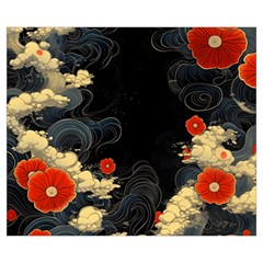 Korean Art Flowers Asian Pattern Medium Tote Bag from ArtsNow.com Back