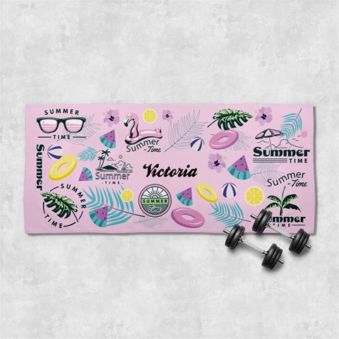 Custome Retro Summer Vibes Name Any Text 29 X13  Super Absorbent Gym Sports Towel from ArtsNow.com Front
