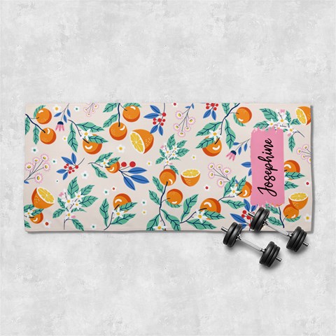 Custom Orange Illustration Summer Vibes Name Any Text 29 X13  Super Absorbent Gym Sports Towel from ArtsNow.com Front