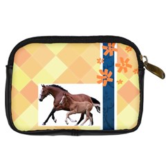 Mare and foal Digital Camera Leather Case from ArtsNow.com Back