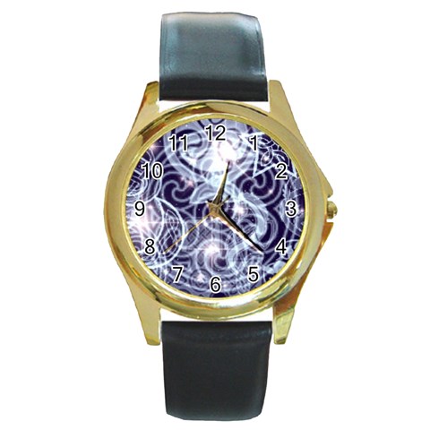 celtic_patterns_with_stars Round Gold Metal Watch from ArtsNow.com Front