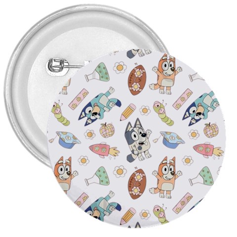 Bluey, Bluey merch, Bluey pattern, Bluey Bluey, bingo, Bluey design, bluey dog 3  Buttons from ArtsNow.com Front