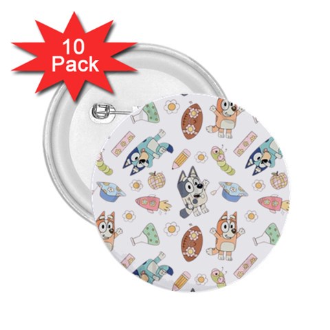 Bluey, Bluey merch, Bluey pattern, Bluey Bluey, bingo, Bluey design, bluey dog 2.25  Buttons (10 pack)  from ArtsNow.com Front