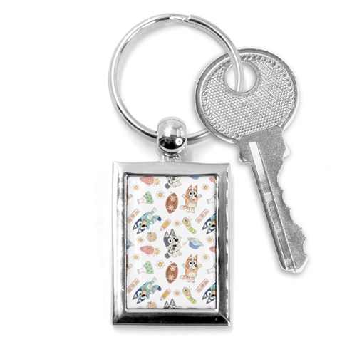Bluey, Bluey merch, Bluey pattern, Bluey Bluey, bingo, Bluey design, bluey dog Key Chain (Rectangle) from ArtsNow.com Front