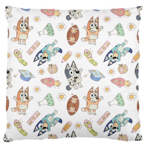 Bluey, Bluey merch, Bluey pattern, Bluey Bluey, bingo, Bluey design, bluey dog Large Premium Plush Fleece Cushion Case (One Side) from ArtsNow.com Front