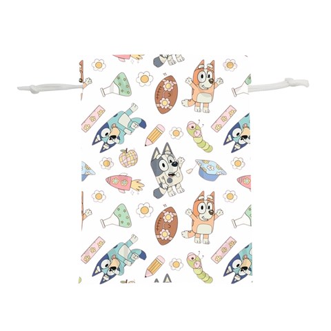 Bluey, Bluey merch, Bluey pattern, Bluey Bluey, bingo, Bluey design, bluey dog Lightweight Drawstring Pouch (M) from ArtsNow.com Front