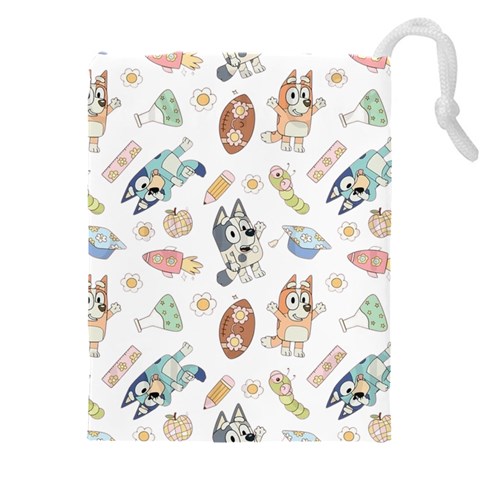 Bluey, Bluey merch, Bluey pattern, Bluey Bluey, bingo, Bluey design, bluey dog Drawstring Pouch (4XL) from ArtsNow.com Front