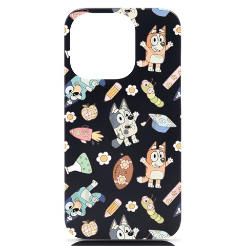 Bluey, Bluey merch, Bluey pattern, Bluey Bluey, bingo, Bluey design, bluey dog iPhone 14 Pro Black UV Print PC Hardshell Case from ArtsNow.com Front