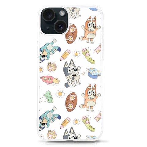 Bluey, Bluey merch, Bluey pattern, Bluey Bluey, bingo, Bluey design, bluey dog iPhone 15 TPU UV Print Case from ArtsNow.com Front