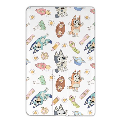 Bluey, Bluey merch, Bluey pattern, Bluey Bluey, bingo, Bluey design, bluey dog Name Card Style USB Flash Drive from ArtsNow.com Front