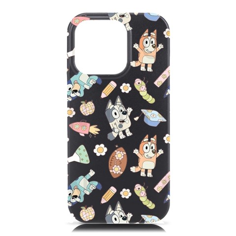Bluey, Bluey merch, Bluey pattern, Bluey Bluey, bingo, Bluey design, bluey dog iPhone 16 Pro Max Black UV Print PC Hardshell Case from ArtsNow.com Front