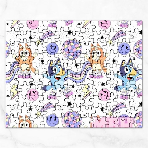 Bluey, Bluey merch, Bluey pattern, Bluey Bluey, bingo, Bluey design, bluey dog Rectangular Jigsaw Puzzl from ArtsNow.com Front