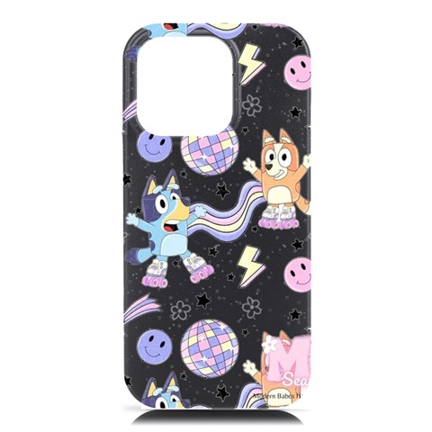 Bluey, Bluey merch, Bluey pattern, Bluey Bluey, bingo, Bluey design, bluey dog iPhone 16 Pro Max Black UV Print PC Hardshell Case from ArtsNow.com Front
