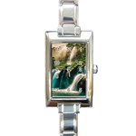Waterfall Rocks Jungle Forest Rectangle Italian Charm Watch