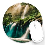 Waterfall Rocks Jungle Forest Round Mousepad