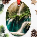 Waterfall Rocks Jungle Forest Ornament (Oval)