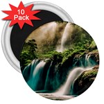 Waterfall Rocks Jungle Forest 3  Magnets (10 pack) 