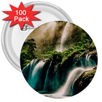 Waterfall Rocks Jungle Forest 3  Buttons (100 pack) 