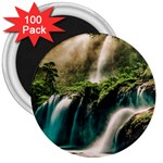 Waterfall Rocks Jungle Forest 3  Magnets (100 pack)