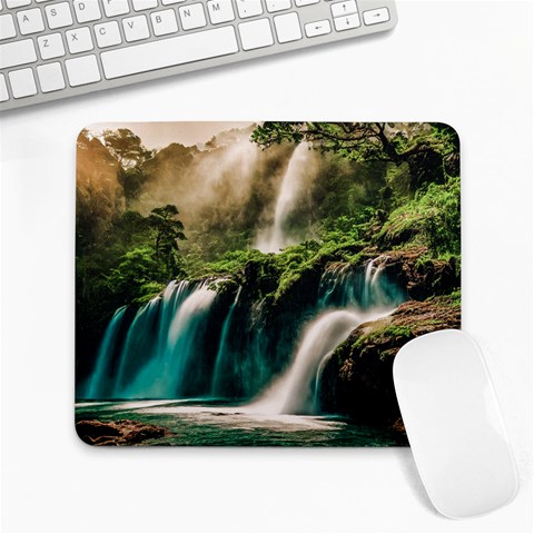 Waterfall Rocks Jungle Forest Large Mousepad from ArtsNow.com Front