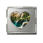 Waterfall Rocks Jungle Forest Mega Link Heart Italian Charm (18mm)