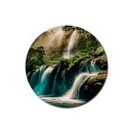 Waterfall Rocks Jungle Forest Rubber Coaster (Round)