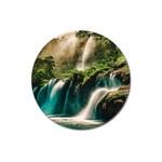 Waterfall Rocks Jungle Forest Magnet 3  (Round)