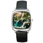 Waterfall Rocks Jungle Forest Square Metal Watch