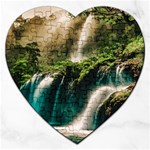 Waterfall Rocks Jungle Forest Jigsaw Puzzle (Heart)
