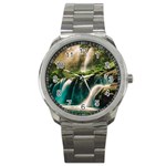 Waterfall Rocks Jungle Forest Sport Metal Watch