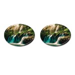 Waterfall Rocks Jungle Forest Cufflinks (Oval)