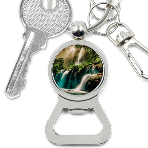 Waterfall Rocks Jungle Forest Bottle Opener Key Chain from ArtsNow.com Front