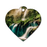 Waterfall Rocks Jungle Forest Dog Tag Heart (Two Sides)