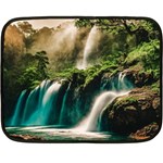 Waterfall Rocks Jungle Forest 35 x27  Fleece Blanket (Mini)