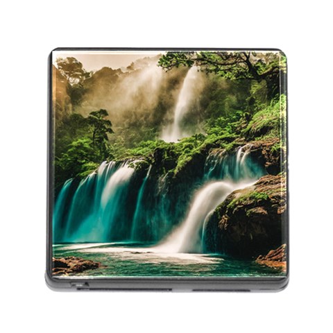 Waterfall Rocks Jungle Forest Memory Card Reader (Square 5 Slot) from ArtsNow.com Front
