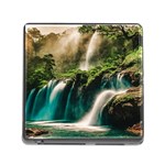 Waterfall Rocks Jungle Forest Memory Card Reader (Square 5 Slot)