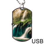 Waterfall Rocks Jungle Forest Dog Tag USB Flash (Two Sides)