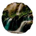 Waterfall Rocks Jungle Forest Large 18  Premium Round Cushions