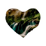 Waterfall Rocks Jungle Forest Standard 16  Premium Heart Shape Cushions