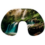 Waterfall Rocks Jungle Forest Travel Neck Pillow
