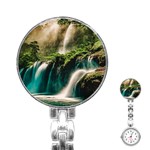 Waterfall Rocks Jungle Forest Stainless Steel Nurses Watch