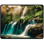 Waterfall Rocks Jungle Forest 60  x 50  Two Sides Fleece Blanket (Medium)