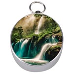 Waterfall Rocks Jungle Forest Silver Compasses