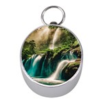 Waterfall Rocks Jungle Forest Mini Silver Compasses