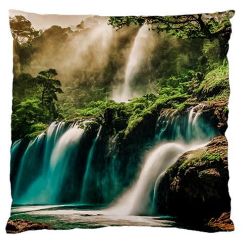 Waterfall Rocks Jungle Forest Standard Premium Plush Fleece Cushion Case (Two Sides) from ArtsNow.com Front
