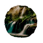 Waterfall Rocks Jungle Forest Standard 15  Premium Flano Round Cushions