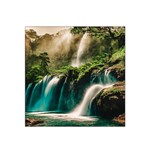 Waterfall Rocks Jungle Forest 22  x 22  Satin Bandana Scarf